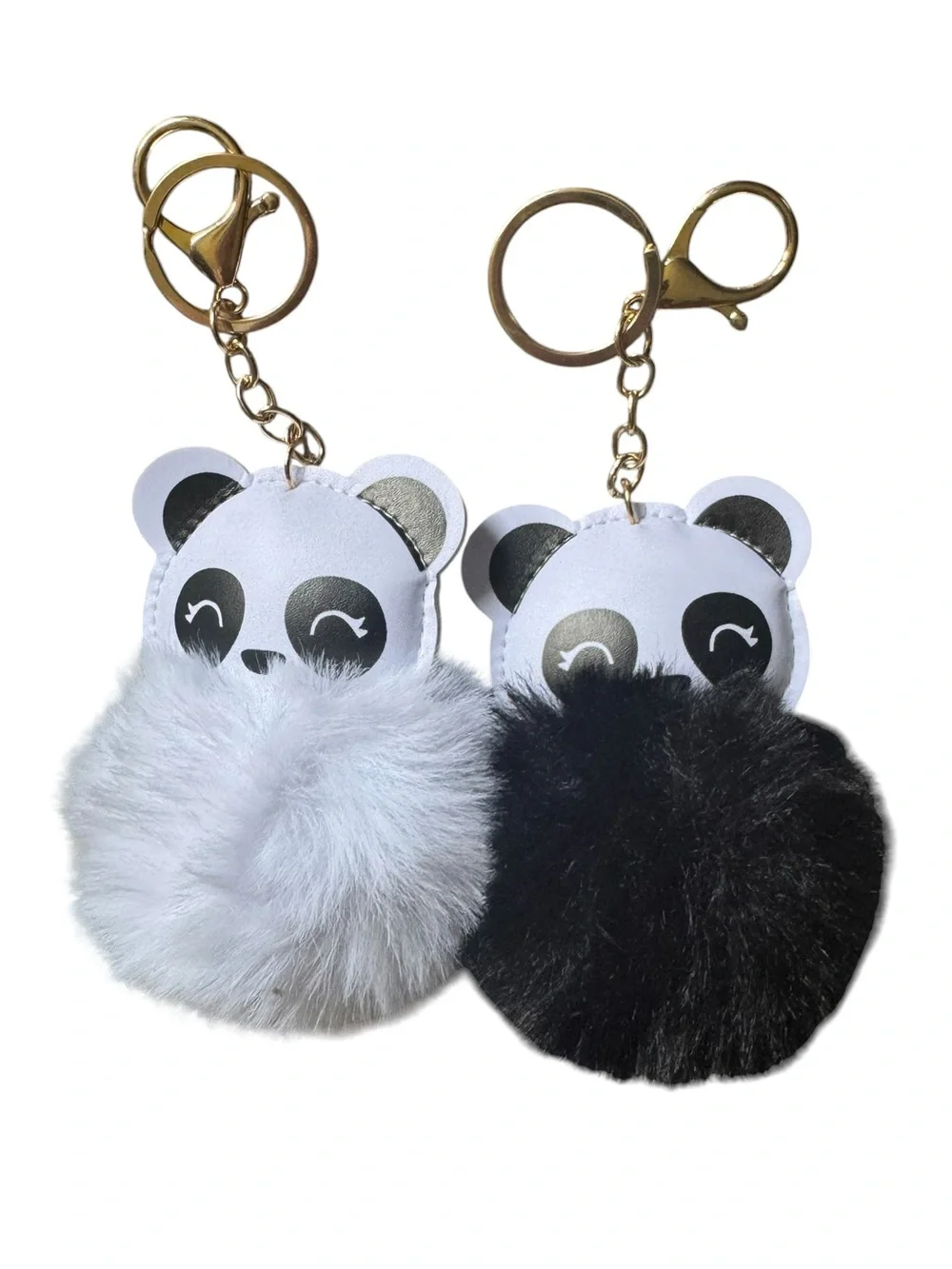 Cute Panda Pom Keychain Set  - White and Black NIP